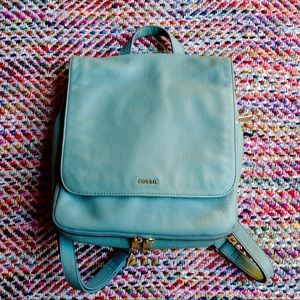 Fossil Preston Leather Backpack in Mint